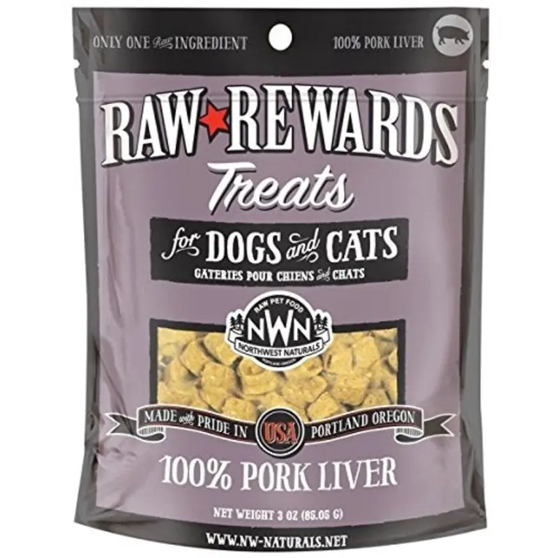 NW Naturals Raw Rewards Grain-Free Pork Liver Freeze Dried Cat & Dog Treats, 3 Oz