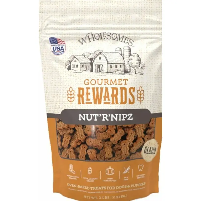 SportMix Wholesomes Gourmet Rewards Nut R Nipz Dog Biscuits  Peanut Butter  2Lb. Bag