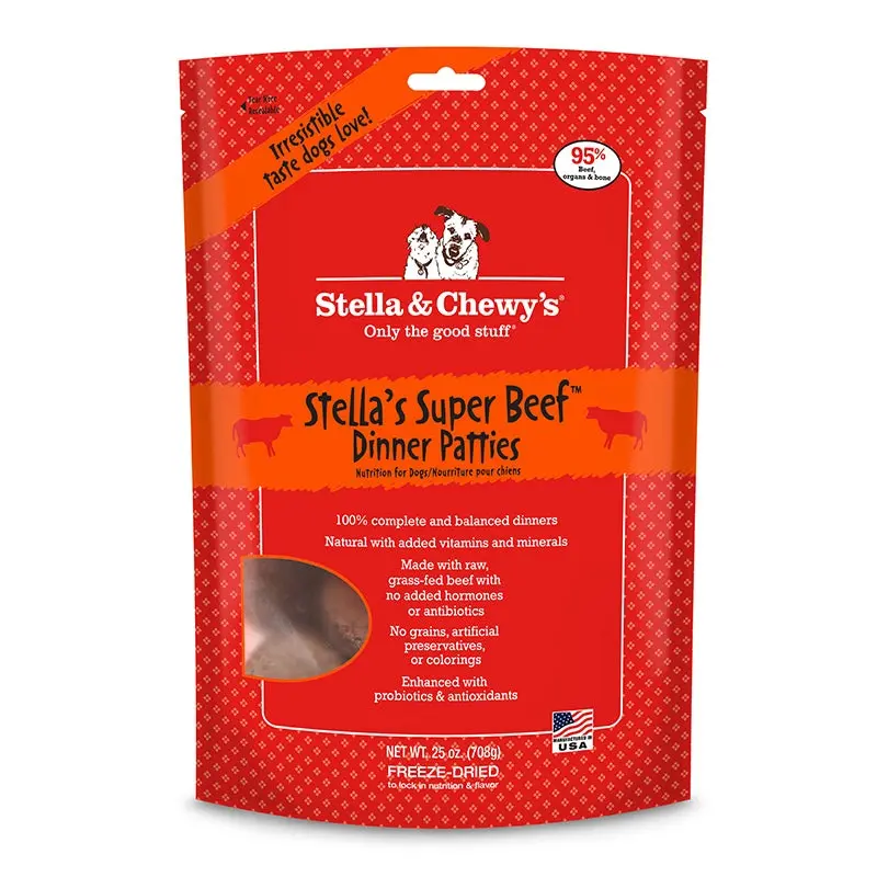 Stella & Chewy's Super Beef Dinner Patties Grain-Free Freeze-Dried Dry Dog Food, 25 oz