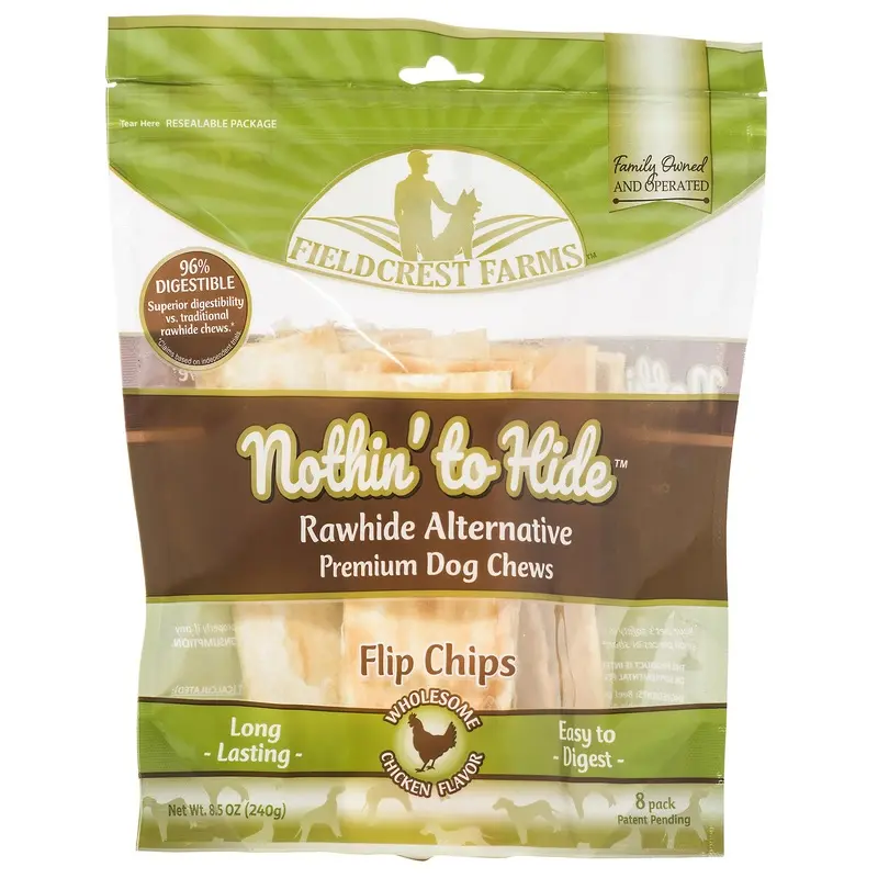 TopDawg 39137 Nothin to Hide Rawhide Alterntive Chicken Flip Chips - Pack of 8