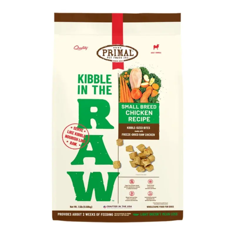 Primal Kibble in the Raw Freeze Dried Small Breed Dog Food Chicken Formula, 4lb Bag