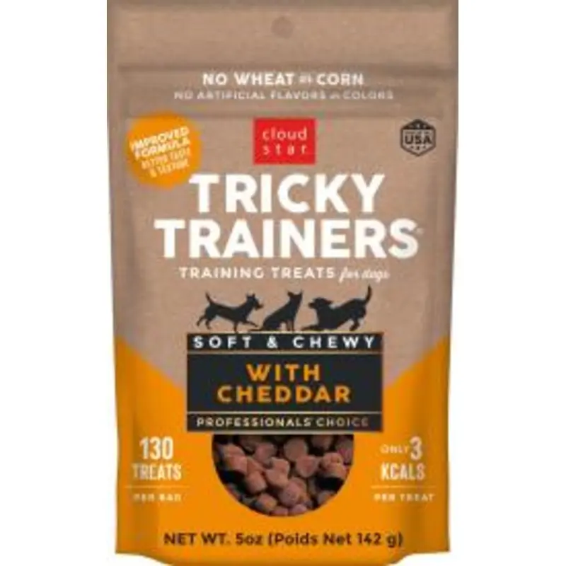 Cloud Star Tricky Trainers Soft & Chewy Dog Treats, Cheddar, 5 oz. Pouch