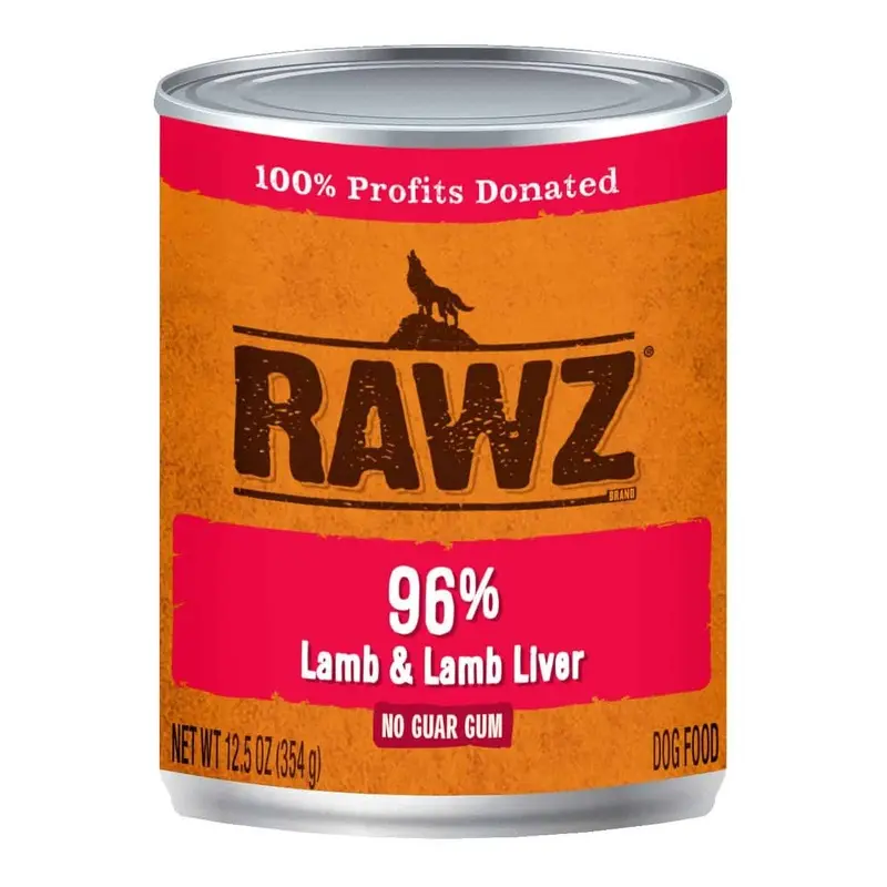 Rawz Canned Dog Food 12.5 oz Pate 96% Lamb