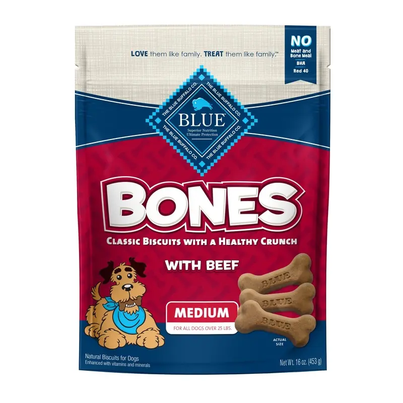 Blue Buffalo Beef Flavored Dog Biscuits Dog Treats - Medium - 16oz