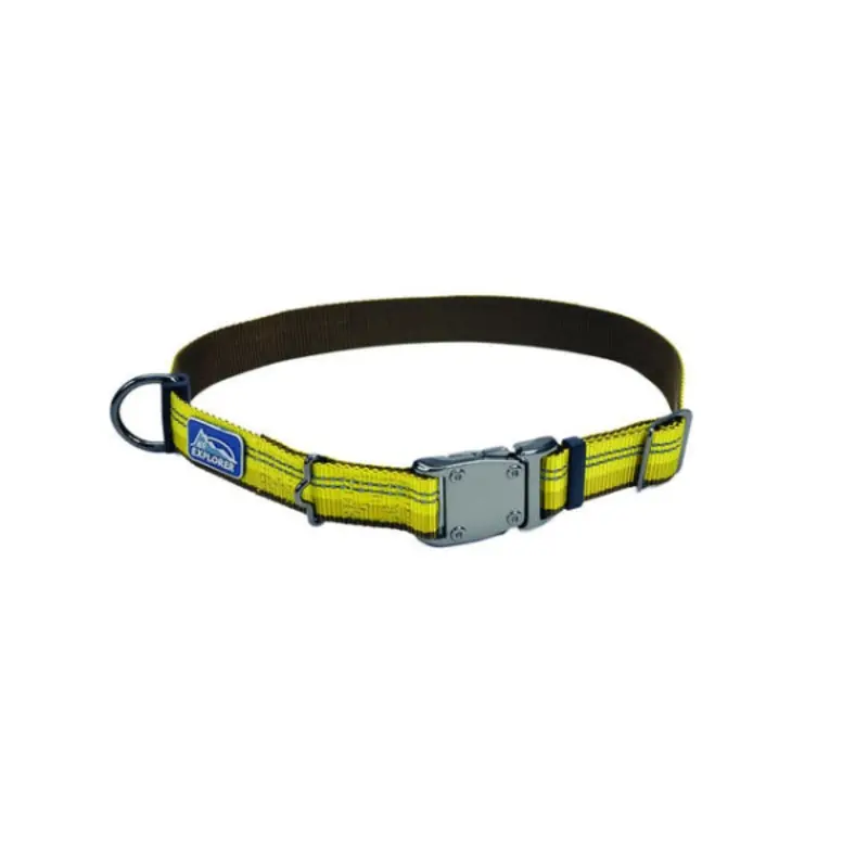 Coastal K9 Explorer 1in Wide 12-18in Reflective Adjustable Dog Collar Goldenrod