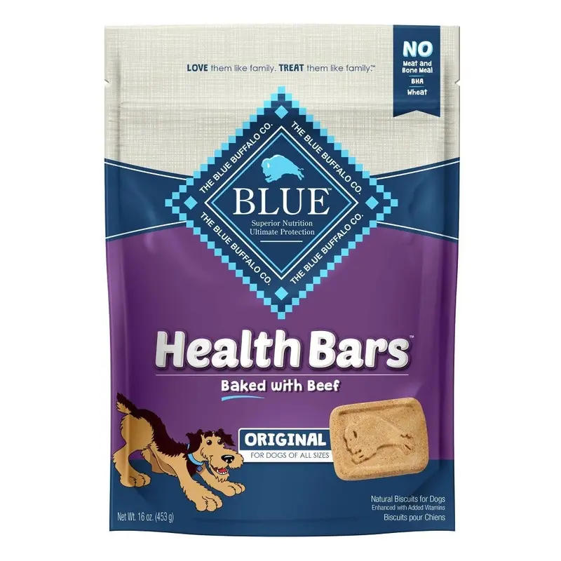 Blue Buffalo Health Bars Natural Crunchy Dog Treats Biscuits  Beef 16-oz bag
