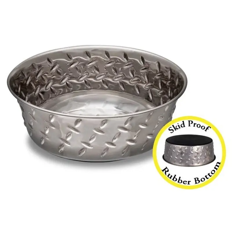 Loving Pets Ruff N' Tuff Diamond Plate Skid Proof Dog Bowl 1pt