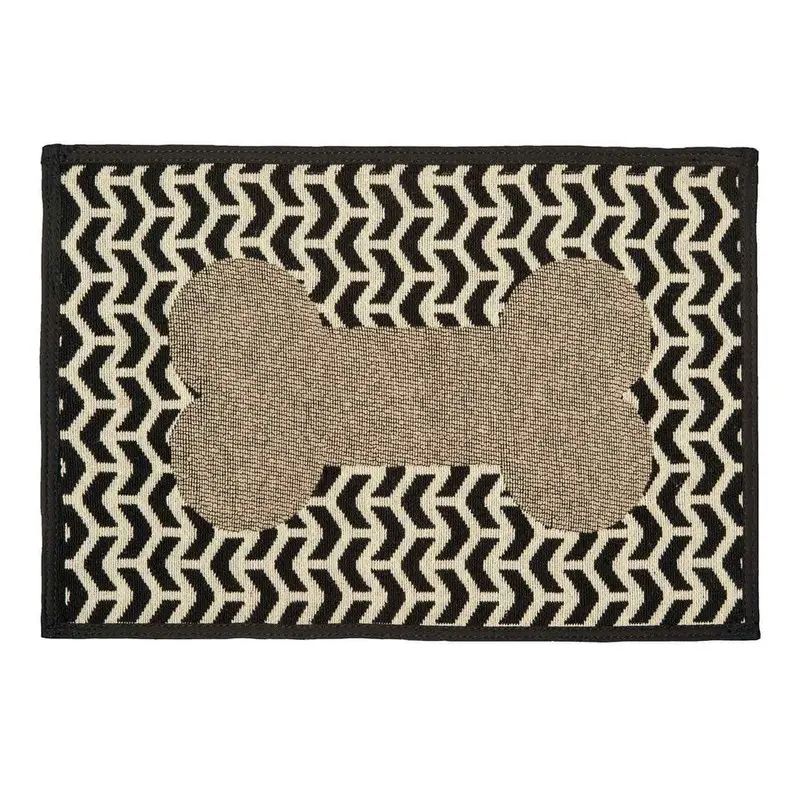 Loving Pets Fashion Pet Food & Water Mat Geo Bone Brown