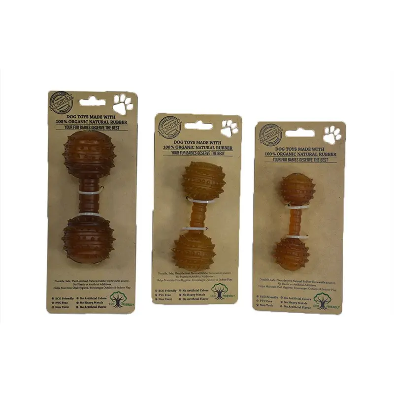IndiPets Organic Rubber Studded Dumbbell Dog Toy Small