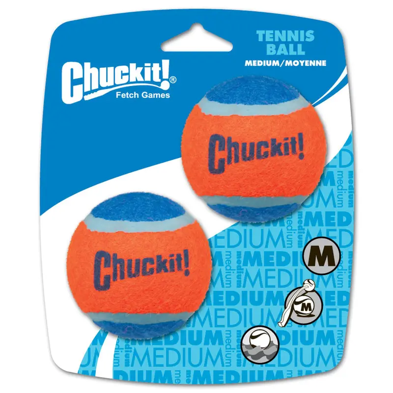 Chuckit! Tennis Ball Dog Toy Shrink Sleeve Blue/Orange MD 2pk