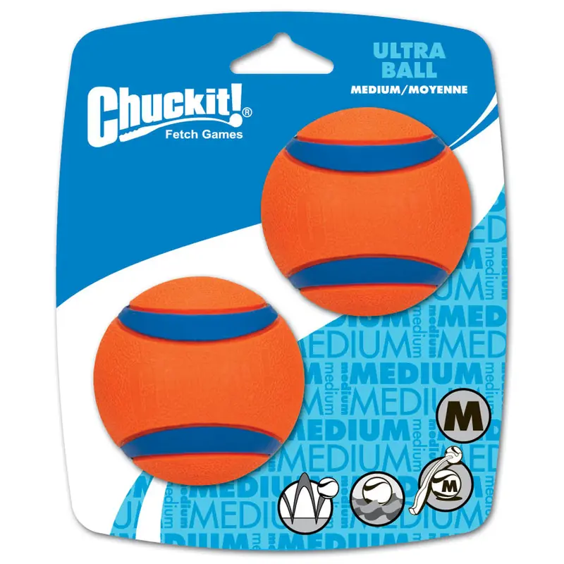 Chuckit! Ultra Ball Dog Toy Blue/Orange 2pk MD
