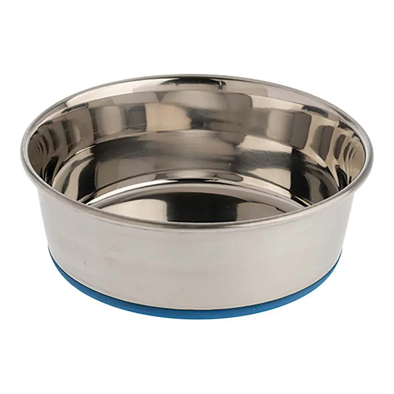 OurPets Rubber-Bonded Premium Stainless Steel Dog Bowl Silver