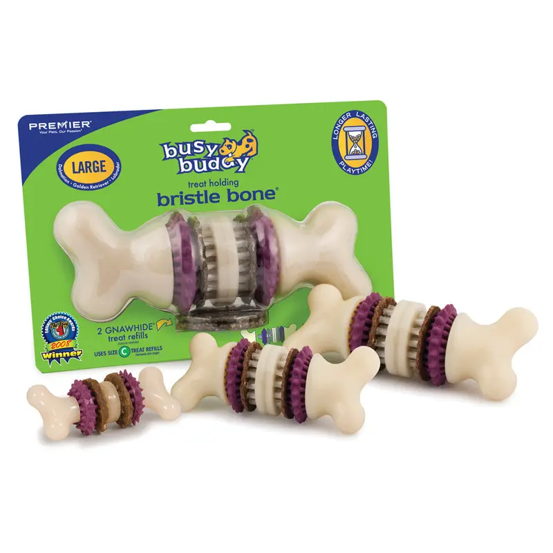 Busy Buddy Bristle Bone Chew Toy Multi-Color LG
