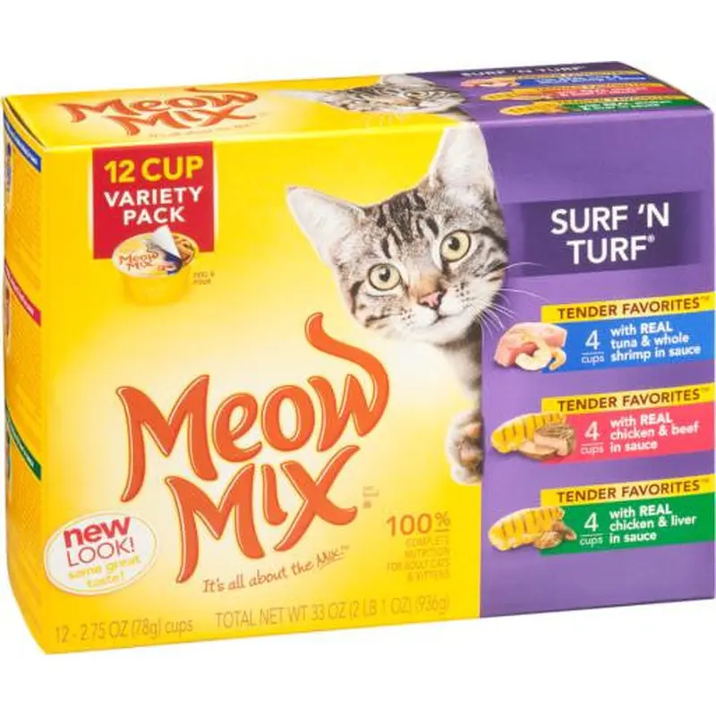 Meow Mix Tndr Fav Sfd Vrty 4-12pck 