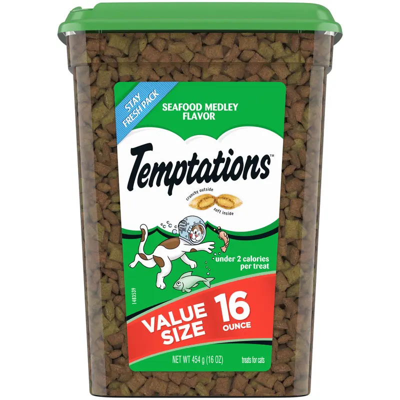 Temptations Classics Crunchy & Soft Adult Cat Treats Seafood Medley 16oz