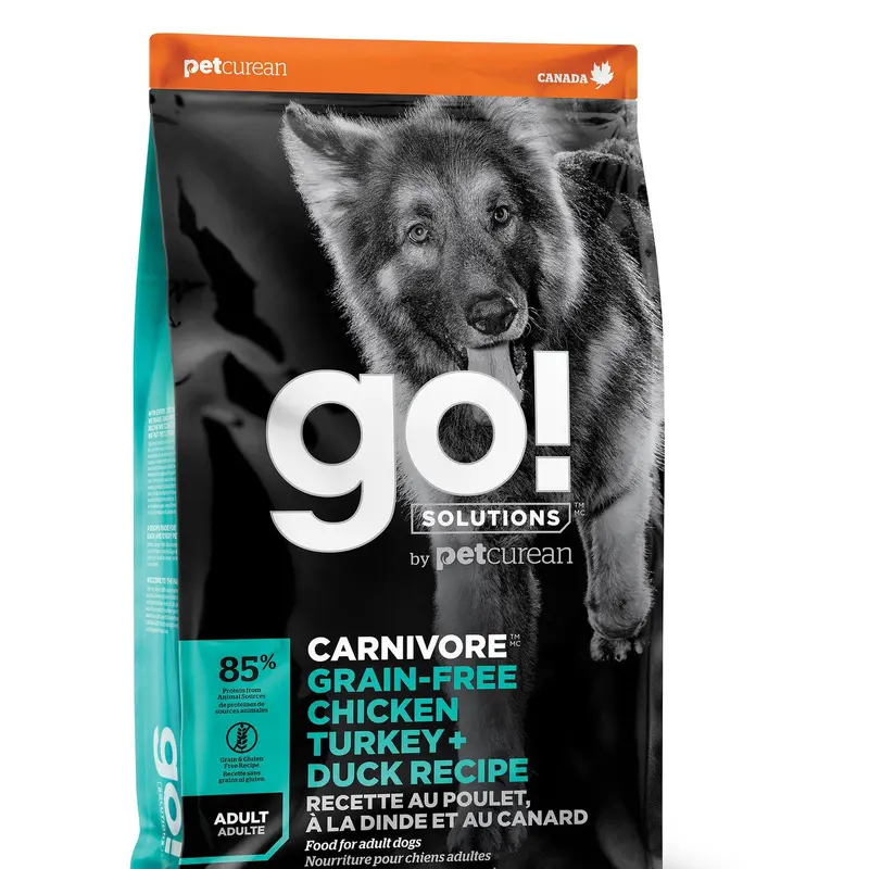Petcurean GO! CARNIVORE Grain Free Chicken, Turkey + Duck Adult 22lb 