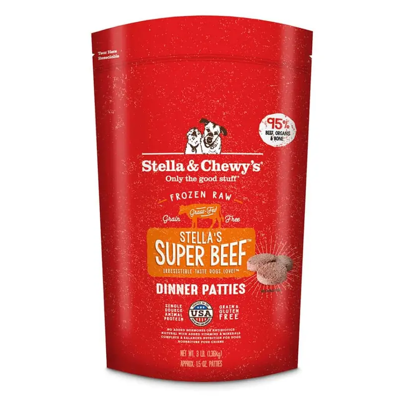 Stella & Chewy's Stella's Super Beef Frozen Raw Dinner Patties Dog Food 6lb