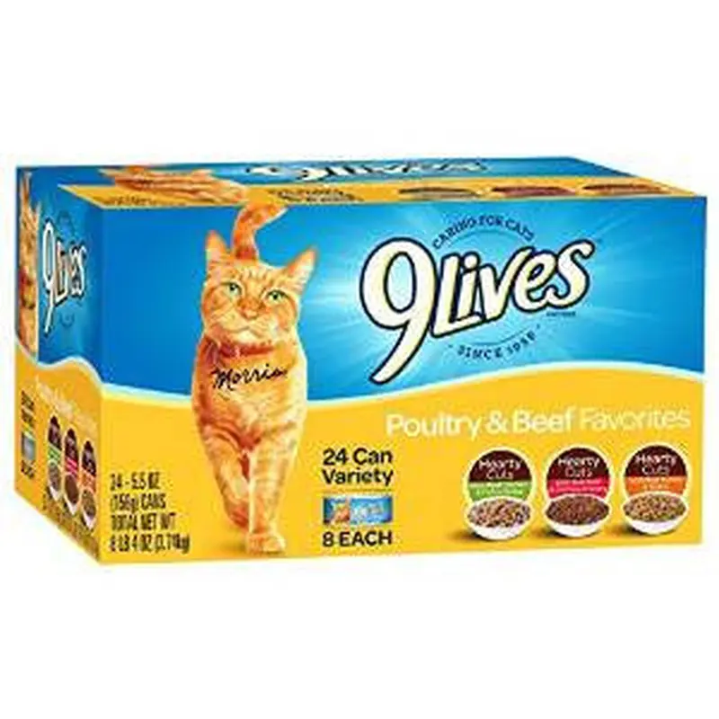 9 Lives Poultry And Beef Favorites Variety Pack Canned Cat Food-5.5-oz, Case 