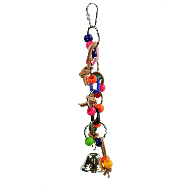 A & E Cages Plastic Chain with Leather and Ball Bird Toy