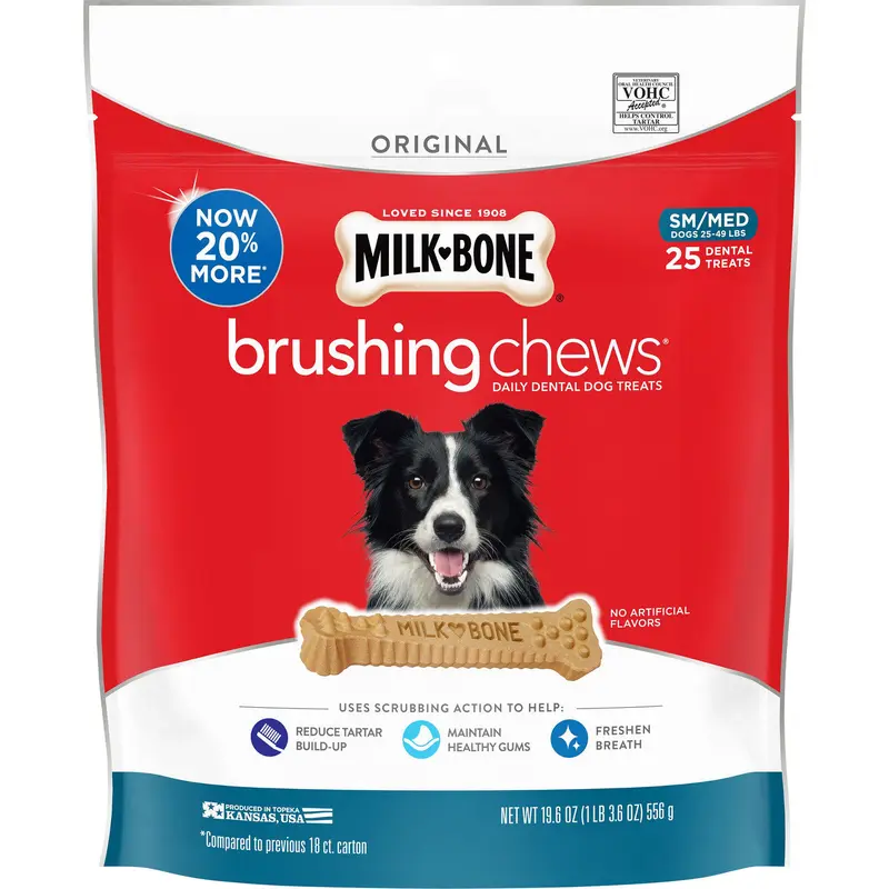Milk-Bone Brushing Chews Dog Treat Original SM/MD 25-49lb 25ct
