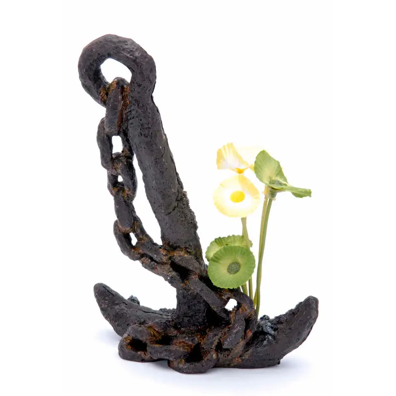 Penn-Plax Anchor Aquarium Ornament Black/Green 7in MD