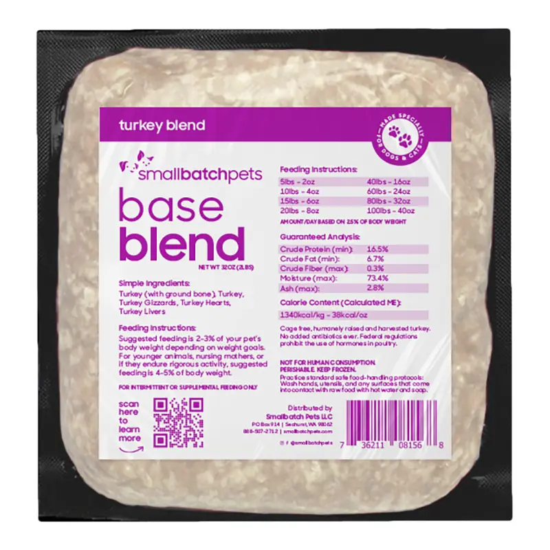Small Batch Dog Cat Frozen Turkey Blend 2lb 