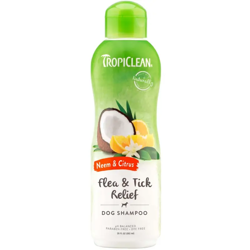 TropiClean Neem & Citrus Flea & Tick Relief Shampoo for Dogs 20 fl. oz