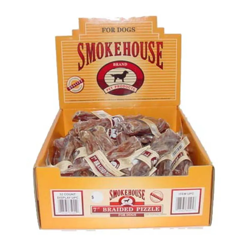 Smokehouse USA Made Braided Pizzle Dog Treats 7 in 32 ct