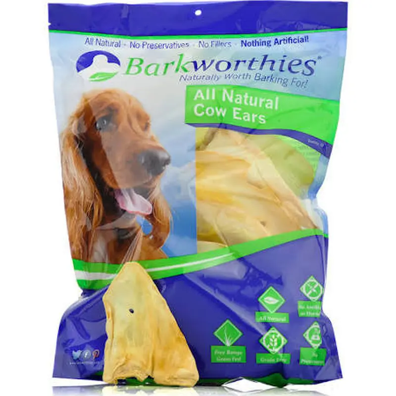 Barkworthies Dog Cow Ears 10 Pack 