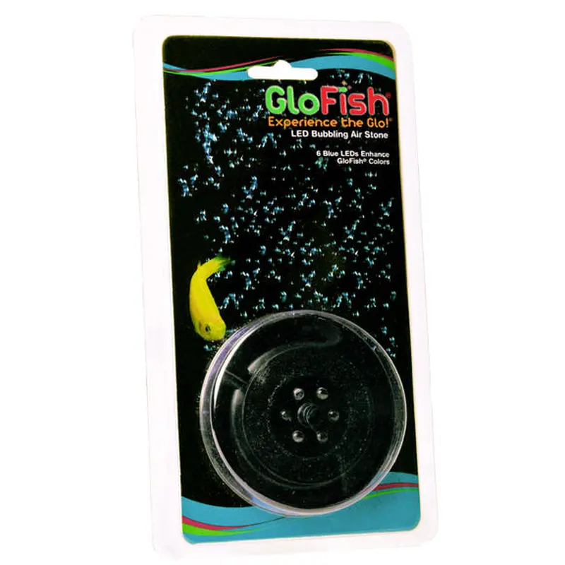 GloFish Blue LED Bubbleling Air Stone Black
