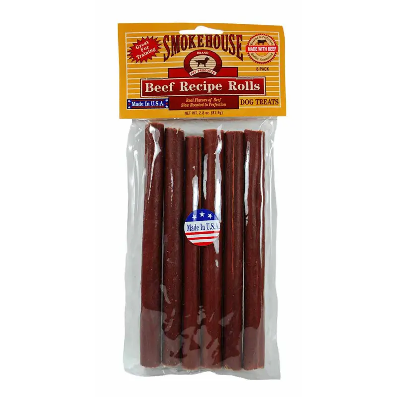 Smokehouse USA Made Beefy Rolls Dog Treats 2.8 oz 6 pk