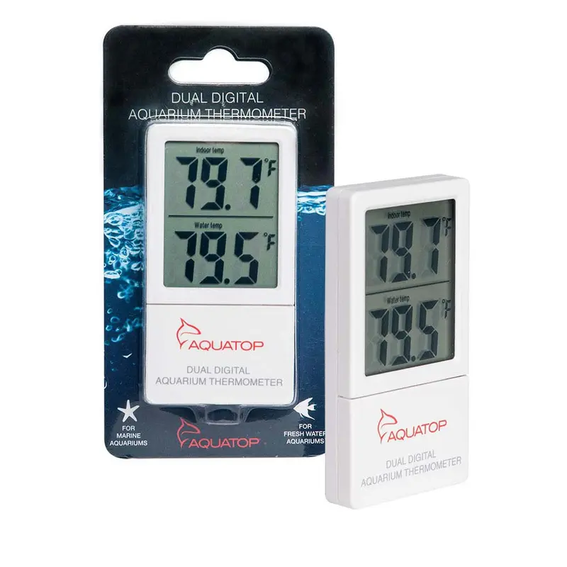 Aquatop External Dual Digital Aquarium Thermometer White