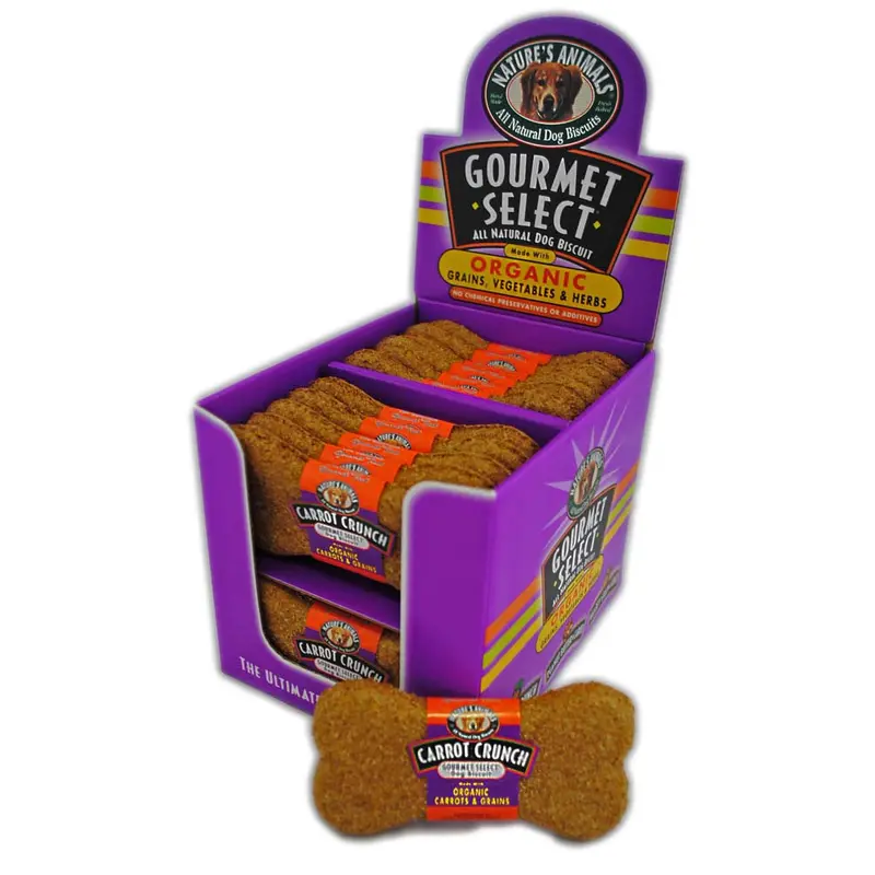 Natures Animals Gourmet Select Organic Dog Treat Display Carrot 4 in 24 ct
