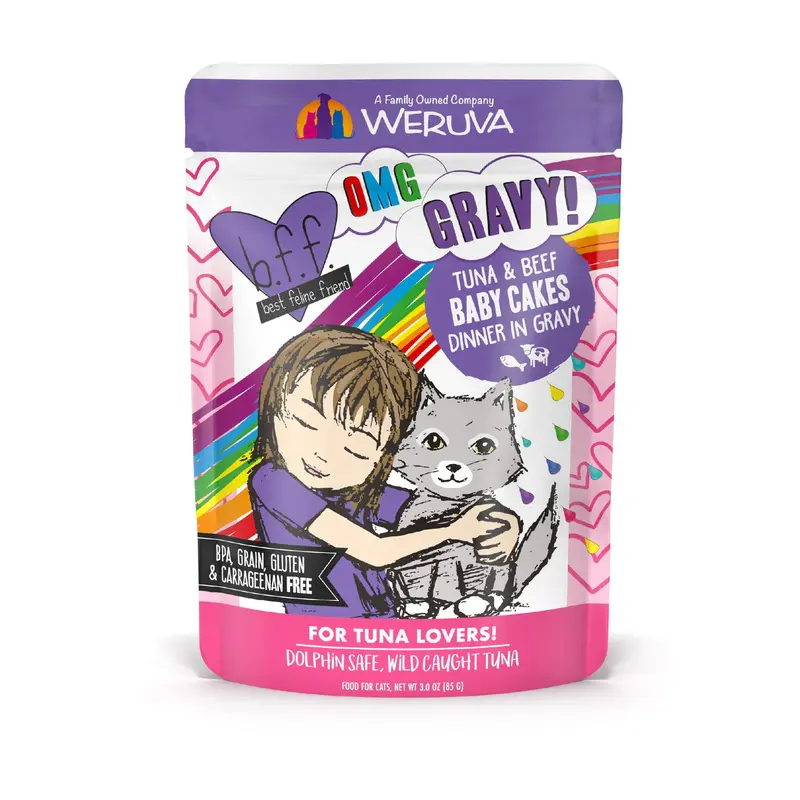 BFF OMG Wet Cat Food - Tuna & Beef Baby Cakes - 3oz Pouch