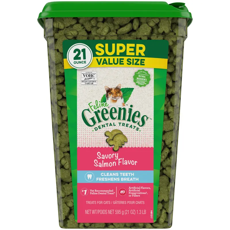 Greenies Feline Adult Cat Dental Treats Savory Salmon 21oz