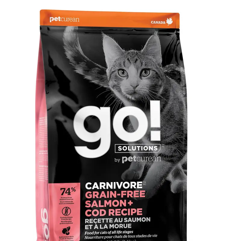 Petcurean GO! CARNIVORE Grain Free Salmon + Cod Recipe for cats 16lb 