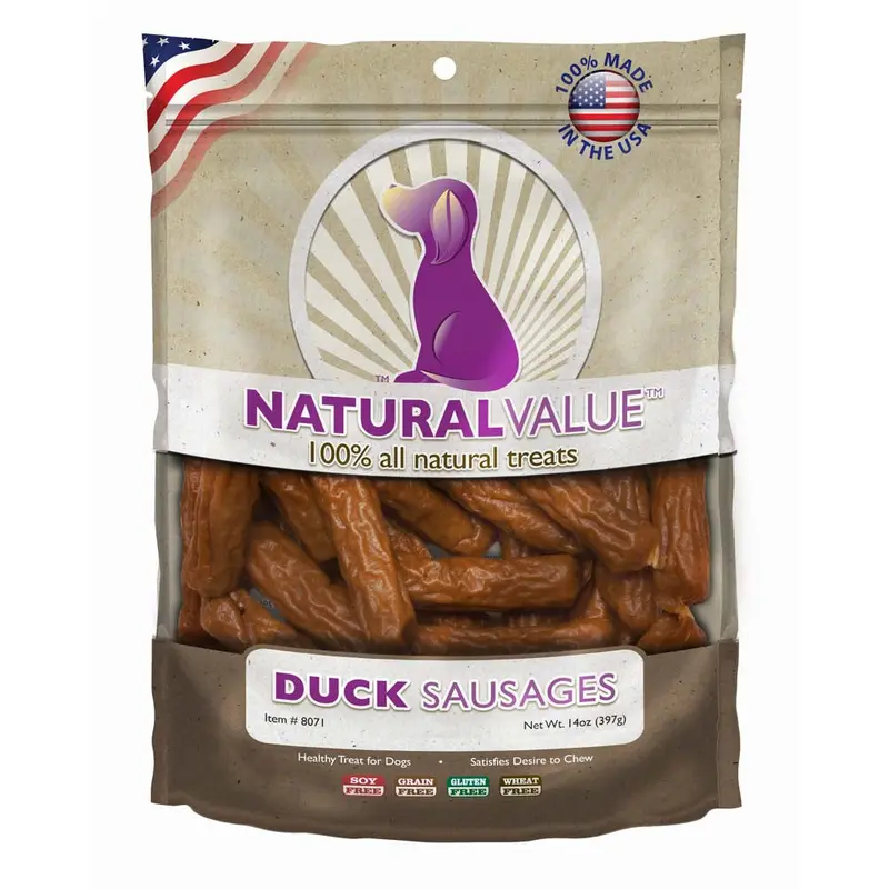 Loving Pets Natural Value Sausages Dog Treats Duck 13oz