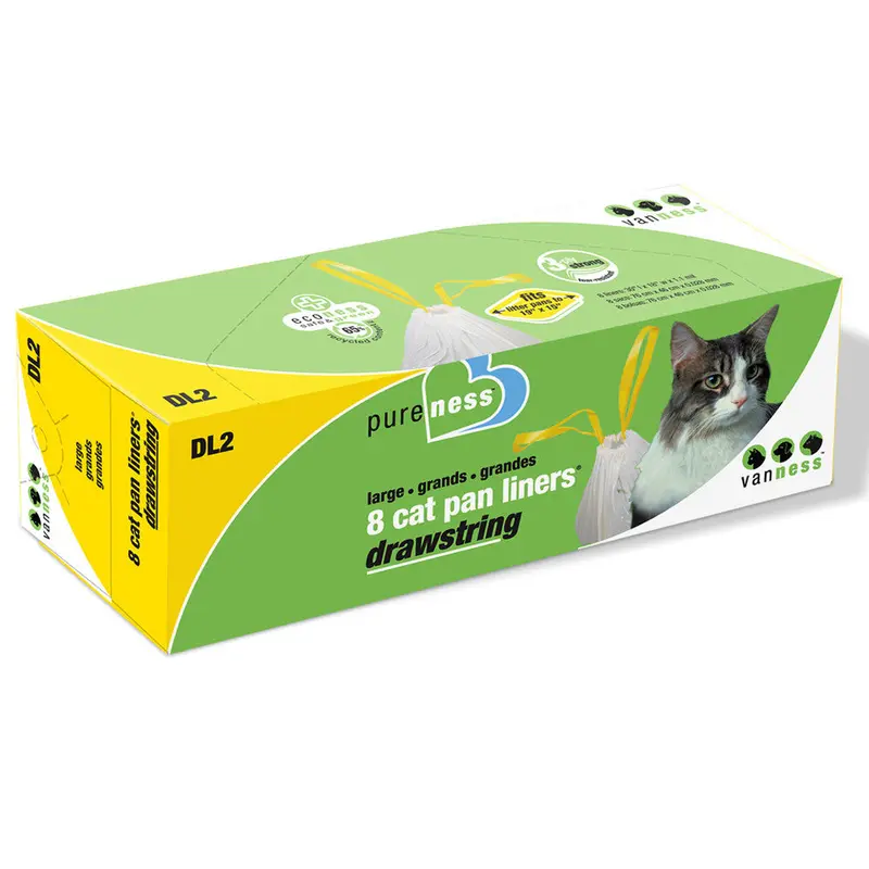 Van Ness Plastics Drawstring Cat Pan Liner White LG 8ct