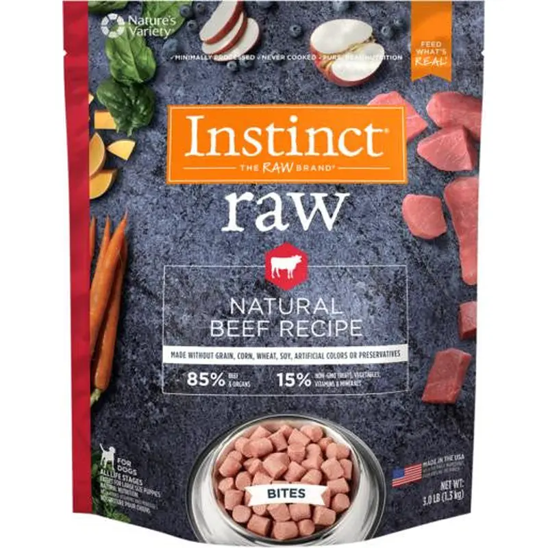 Nature's Variety Instinct 85/15 Raw All Natural Beef Recipe for Dogs Bites 3lb SD-5 
