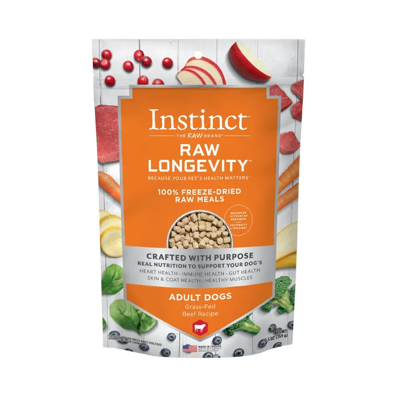 Instinct Raw Longevity 100% Freeze Dried Grass-Fed Beef for Dog 9.5 oz