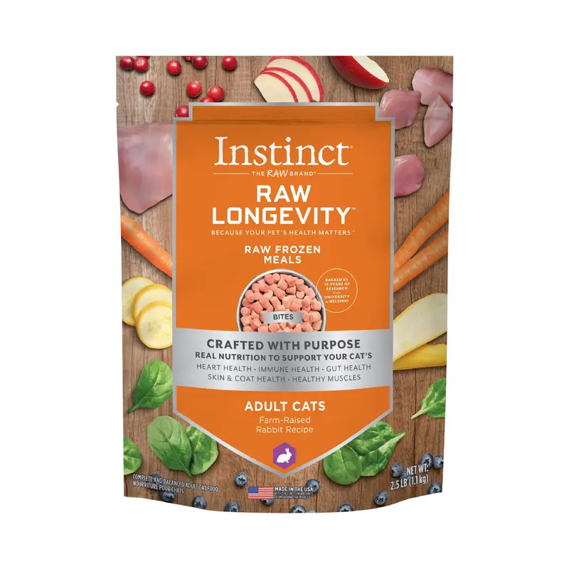 Instinct Raw Longevity Raw Frozen Meals Farm-Raised Rabbit Cat 2.5 lb SD-5