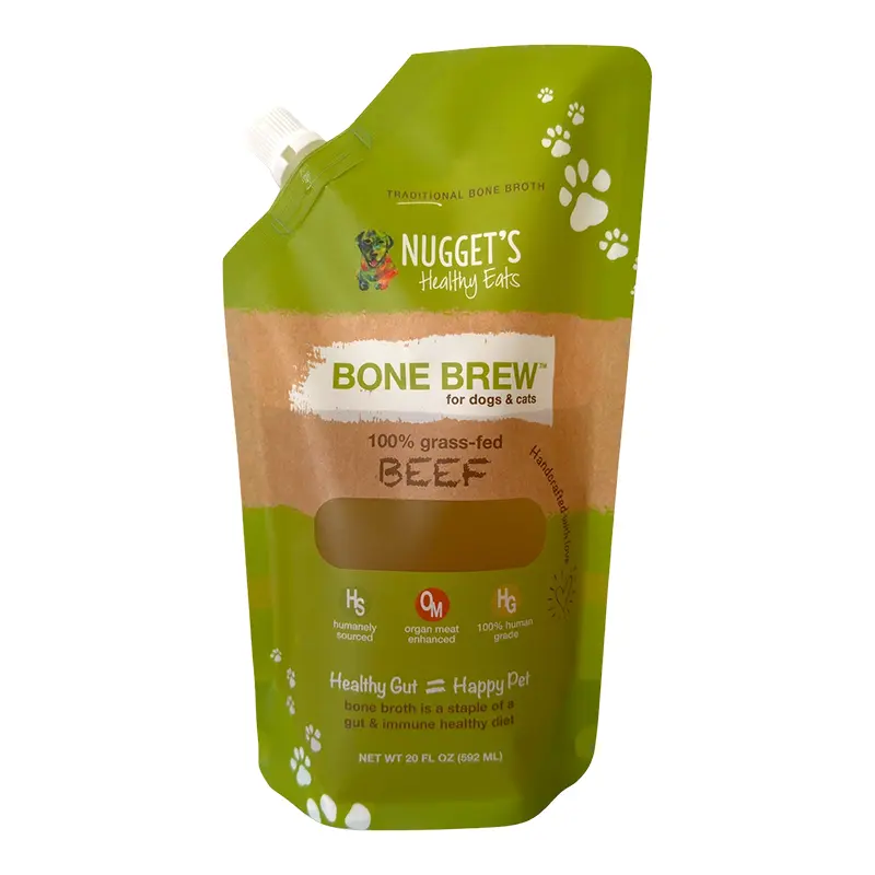 Nugget's Healthy Eats Dog Cat Frozen Bone Broth Beef 20oz 
