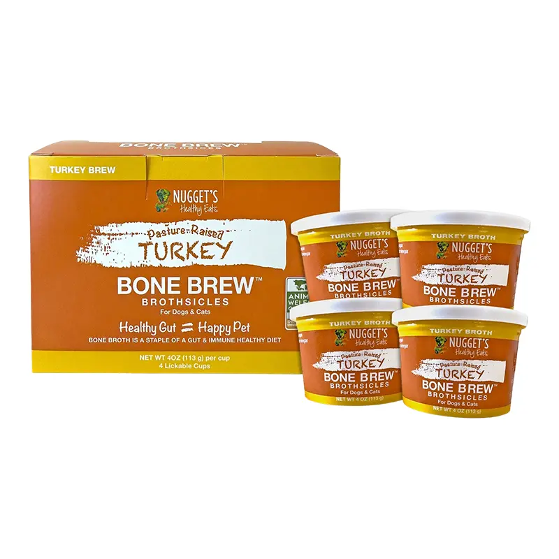 Nugget's Healthy Eats Dog Cat Frozen Bone Broth Turkey 4oz -  4 Pack