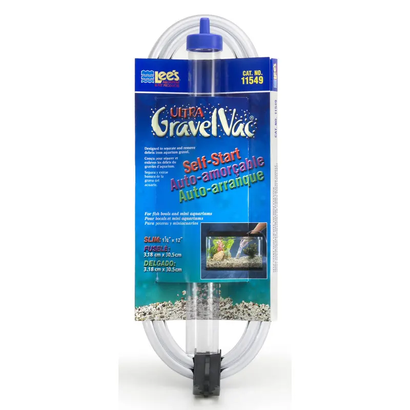Lees Ultra GravelVac Self-Start Gravel Vacuum Cleaner with Clip 1 1/4in X 12in Slim