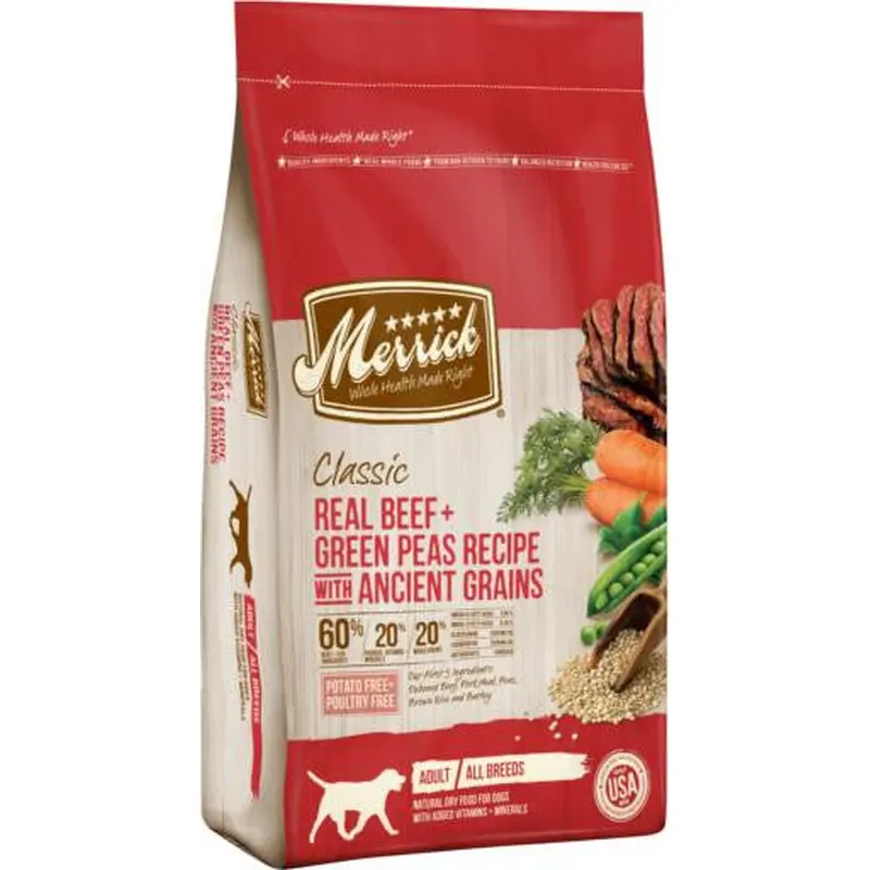 Merrick Classic Real Beef + Green Peas Recipe with Ancient Grains 4lb   