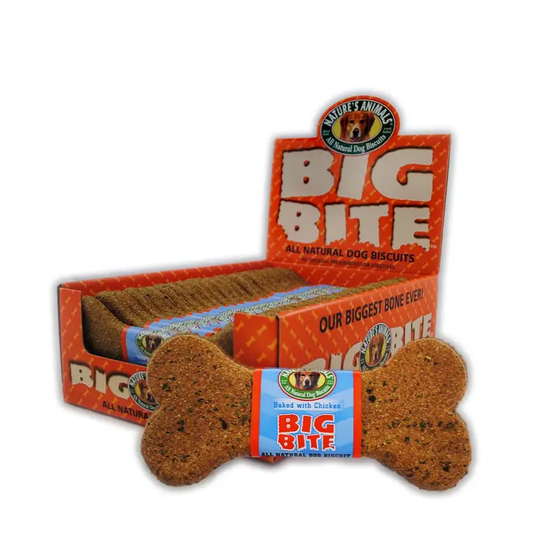 Natures Animals Big Bite All Natural Dog Biscuit Display Chicken 8 in 24 ct