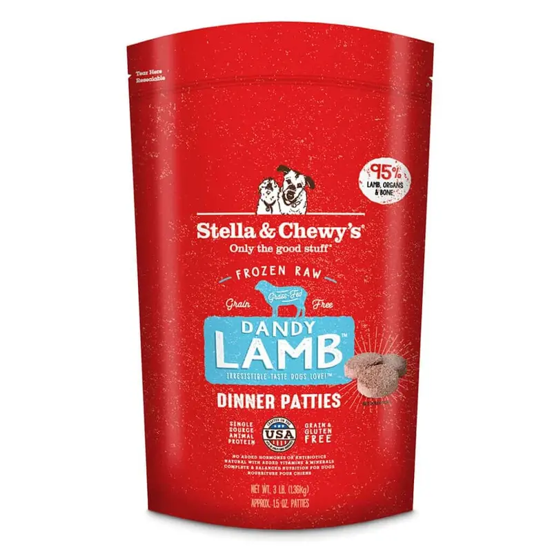 Stella & Chewy's Dandy Lamb Frozen Dinner Patties Raw Dog Food 3lb