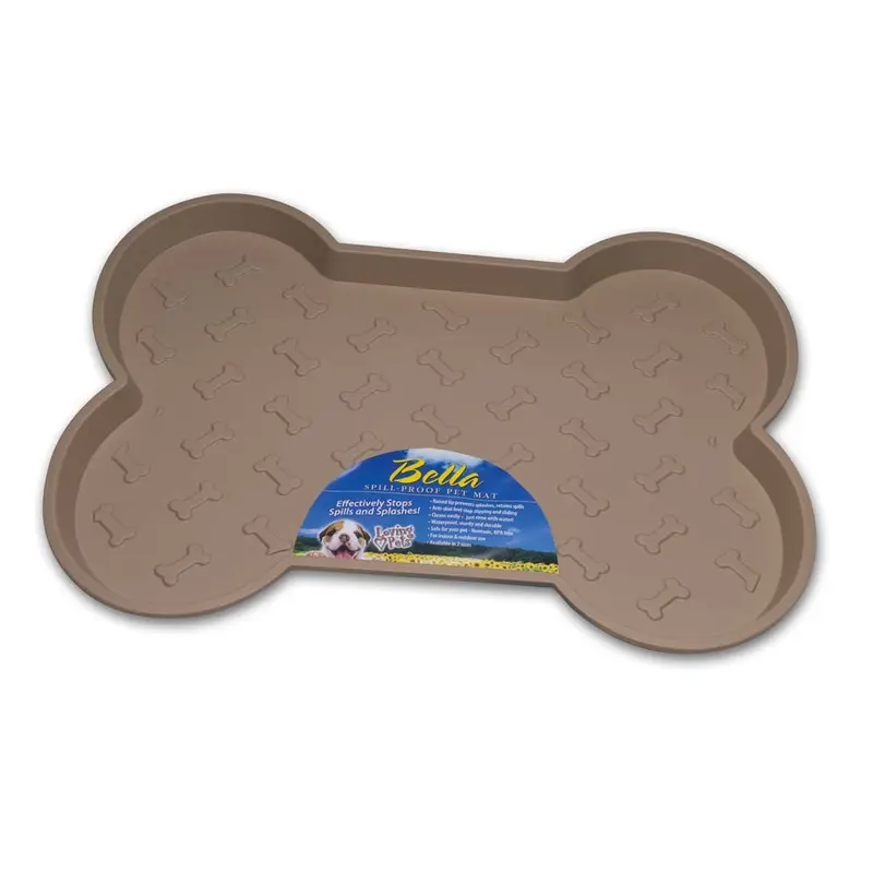Loving Pets Spill-Proof Bone Shaped Dog Mat Tan LG