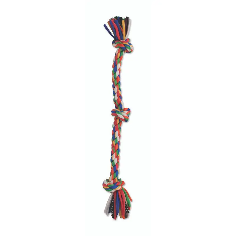 Mammoth Cloth Dog Toy Rope 3 Knot Tug Multi-Color 20in MD