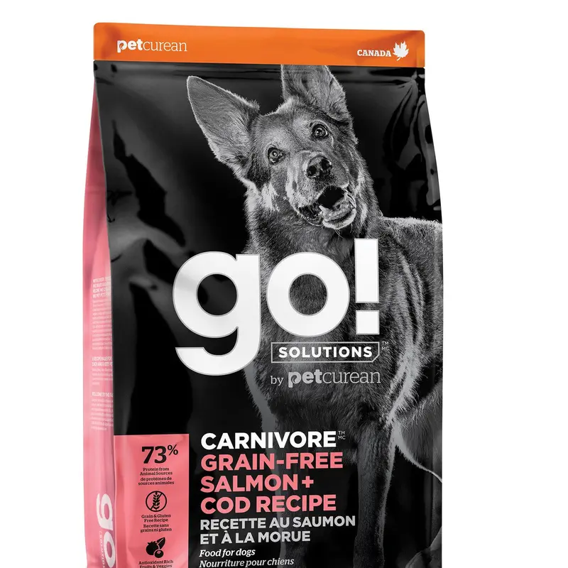 Petcurean GO! CARNIVORE Grain Free Salmon + Cod Recipe for dogs 22lb 